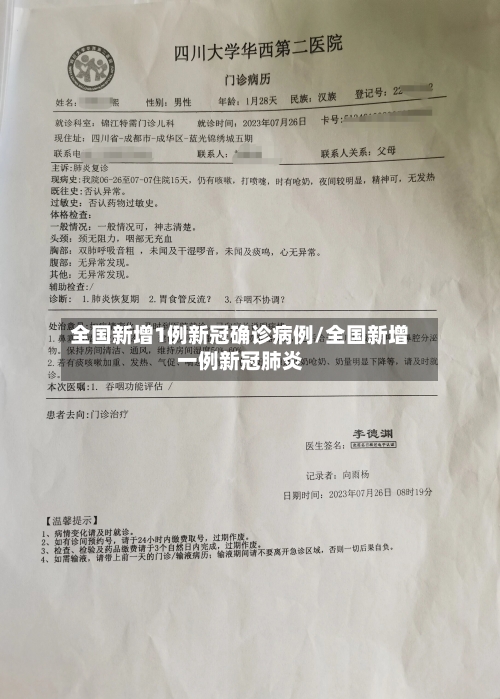 全国新增1例新冠确诊病例/全国新增一例新冠肺炎-第1张图片