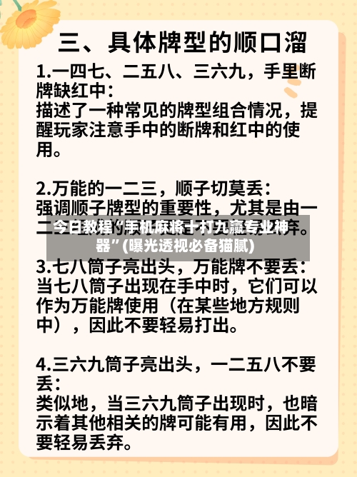今日教程“手机麻将十打九赢专业神器”(曝光透视必备猫腻)-第1张图片