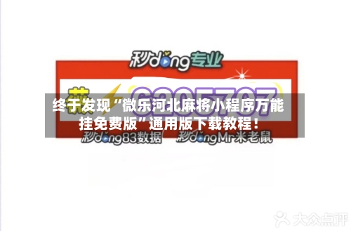 终于发现“微乐河北麻将小程序万能挂免费版”通用版下载教程！-第2张图片