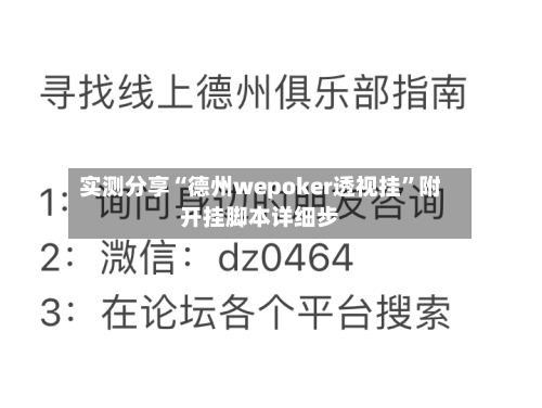 实测分享“德州wepoker透视挂	”附开挂脚本详细步-第2张图片