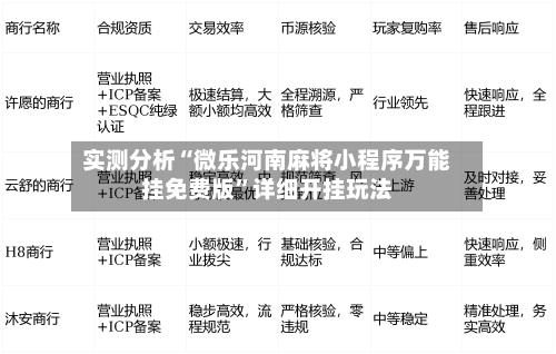 实测分析“微乐河南麻将小程序万能挂免费版	”详细开挂玩法-第1张图片